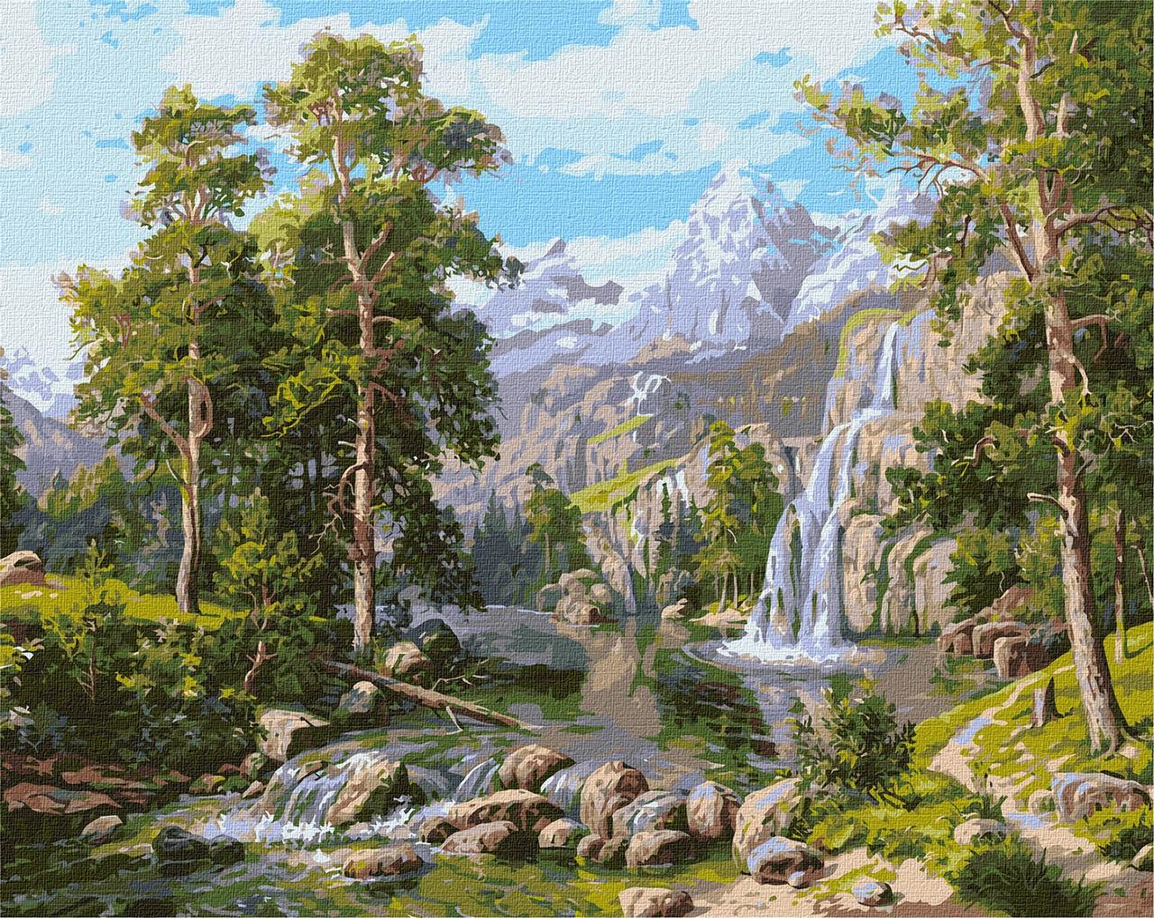 Картина за номерами Ідейка Гірський водоспад 40х50 см (KHO2847)