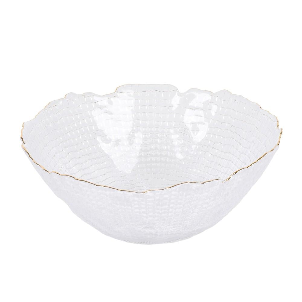 Салатник сервировочный Diamante R35918-20 стеклянный d 20 см Прозрачный с золотым (R35918-20)