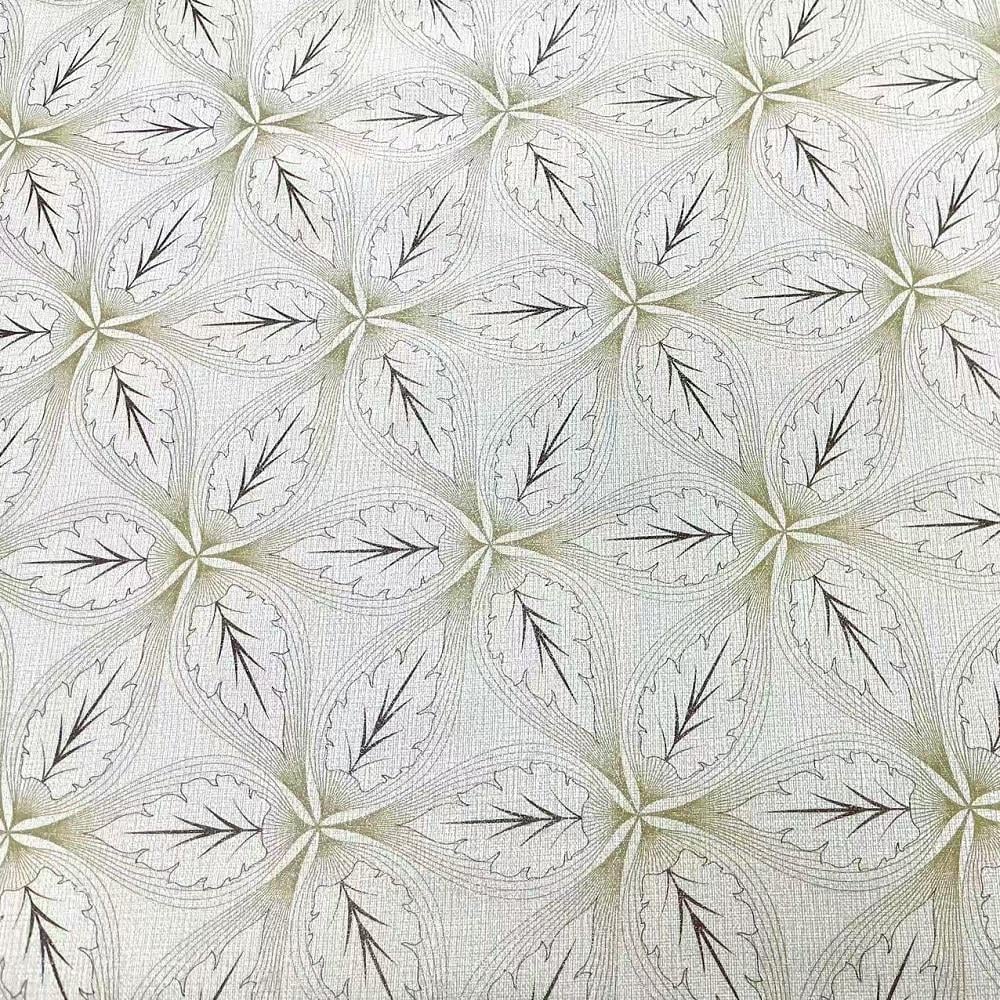 Клеенка Stenson MA-5180 Glitter Листья на тканевой основе 1,37х20 м Бежевый (25441471)