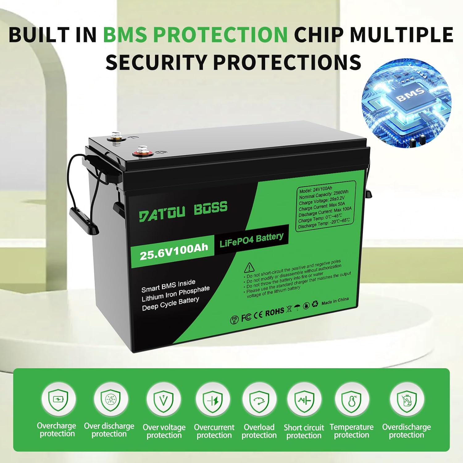 Аккумулятор для солнечных систем LiFePO4 DATOUBOSS 24V 100 Ah 2560Wh с BMS 100A - фото 2 Аккумулятор для солнечных систем LiFePO4 DATOUBOSS 24V 100 Ah 2560Wh с BMS 100A - фото 2