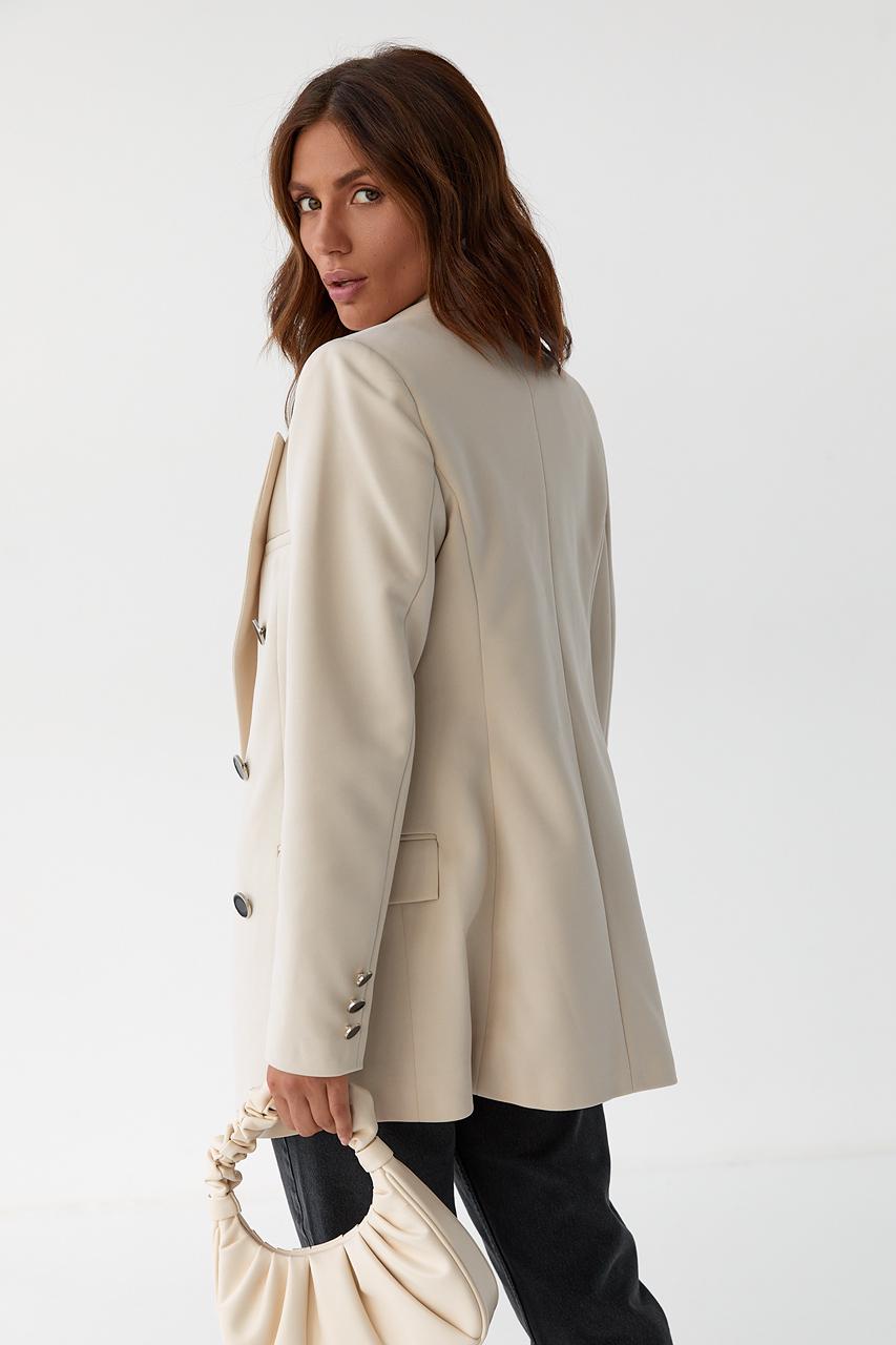 Пиджак двубортный M Бежевый (9528677) - фото 2 Пиджак двубортный M Бежевый (9528677) - фото 2