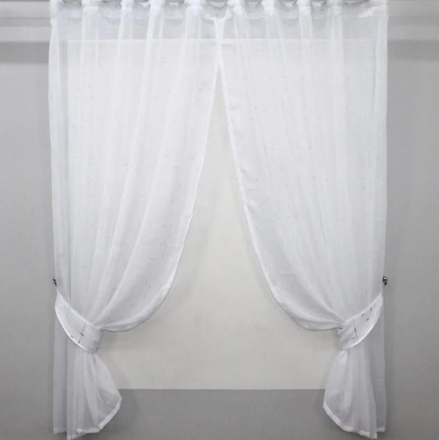 Шторки на кухню с подвязками 240х170 см Белый (112к)