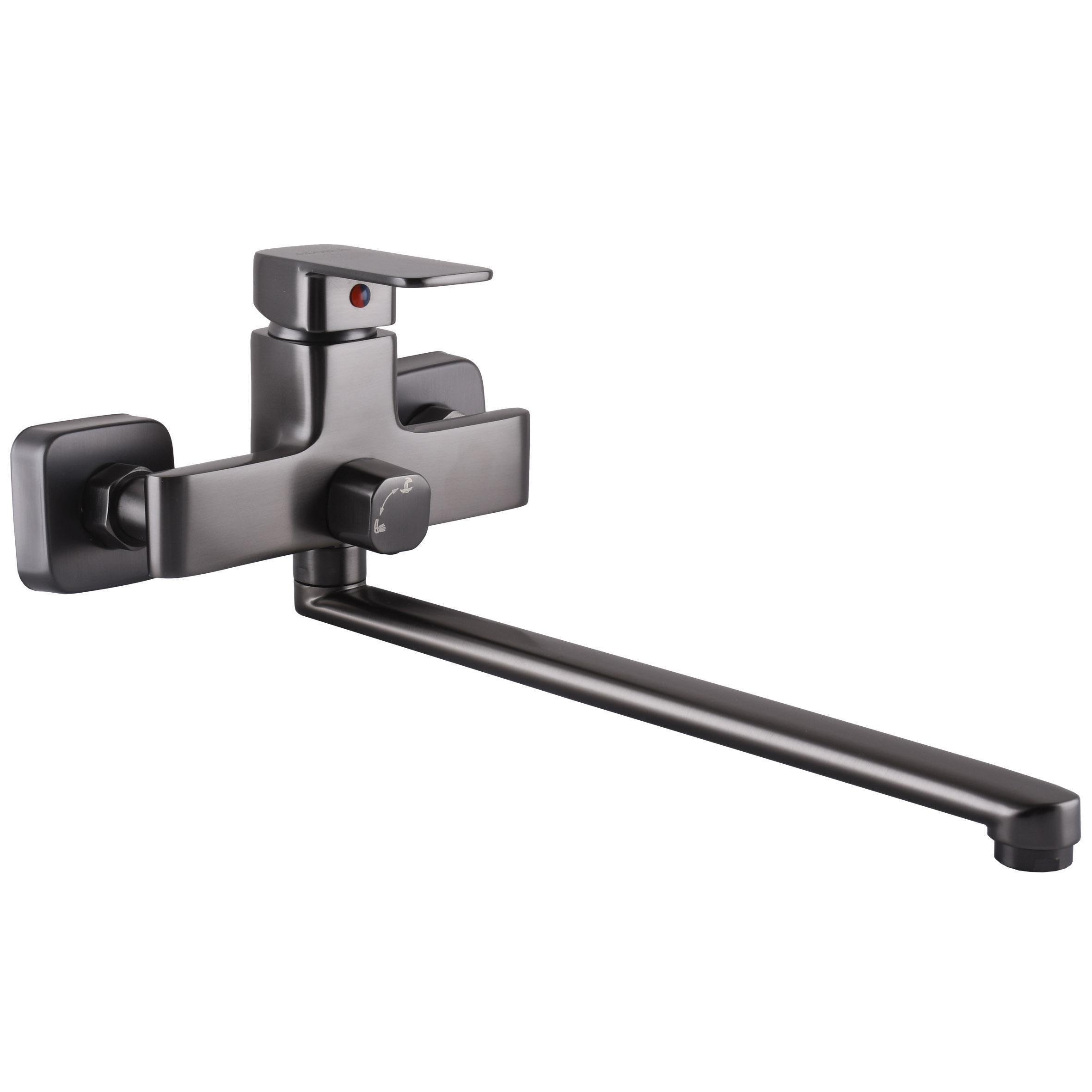 Смеситель для ванны GLux Milano GLM-208N-11-Graphite с душевым комплектом графит (23323)