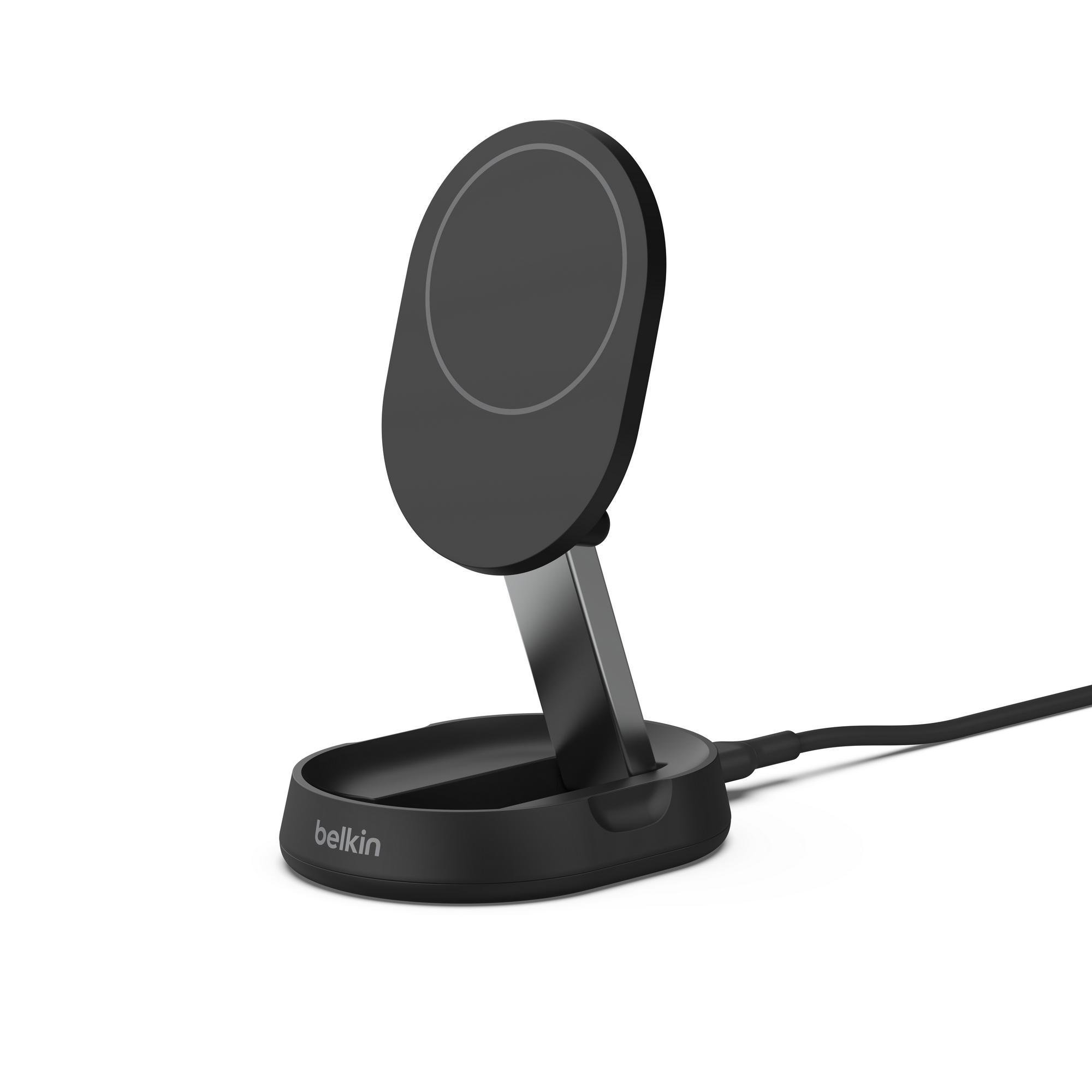 Зарядний пристрій бездротовий Belkin Magnetic Stand Qi2 функція Standby-Ready 15 Вт Чорний (WIA008BTBK)