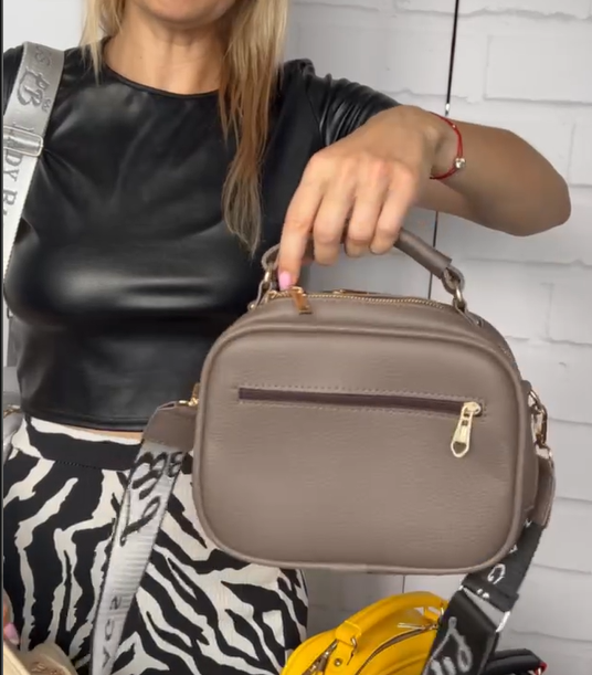 Сумка женская кросс-боди маленькая из экокожи через плечо на широком ремне Капучино - фото 7 Сумка женская кросс-боди маленькая из экокожи через плечо на широком ремне Капучино - фото 7