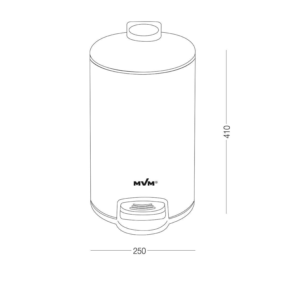 Ведро для мусора MVM BIN-16 с крышкой и педалью нержавеющая сталь 12 л (BIN-16 12L SS) - фото 3