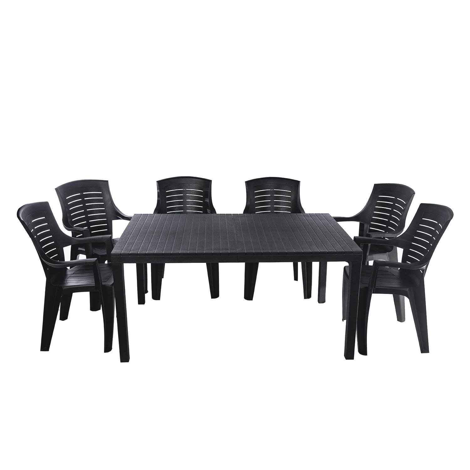 Комплект садовой мебели Progarden стол PALAU и 6 кресел TALIA Антрацит (3546)