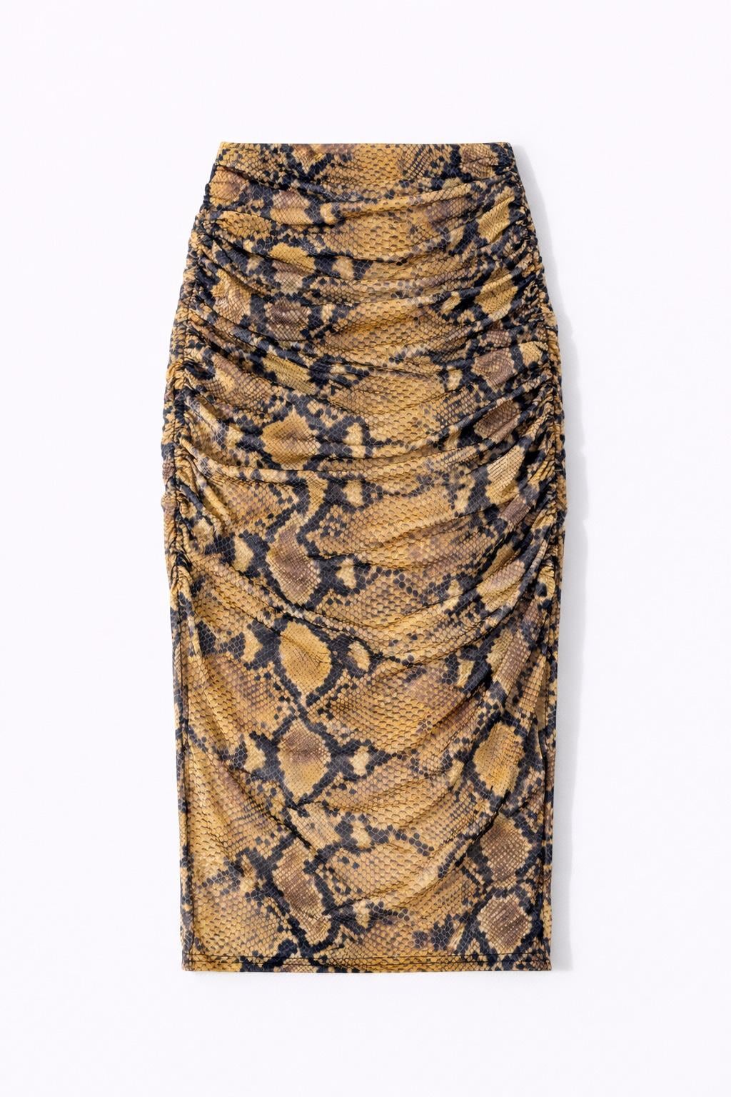 Юбка змеиный принт р. 36 Хаки (CL115235)