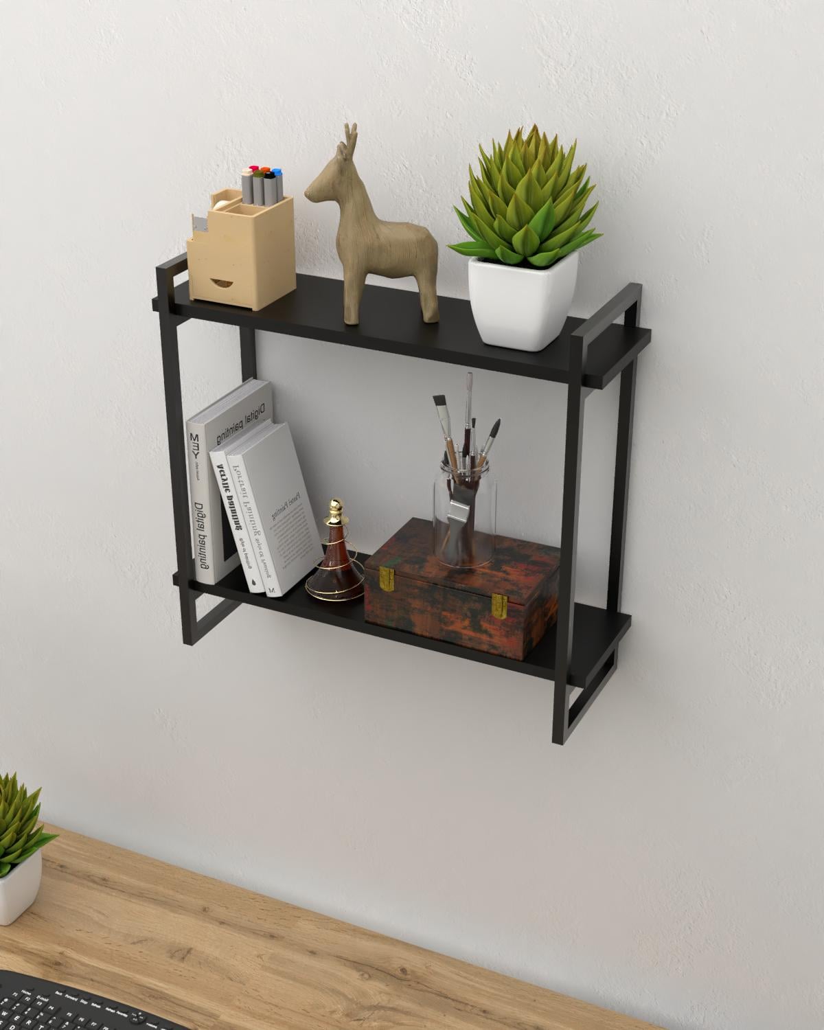 Полка настенная EcoLoft Миртен DSP-1464-5 в стиле черный лофт (34714178)