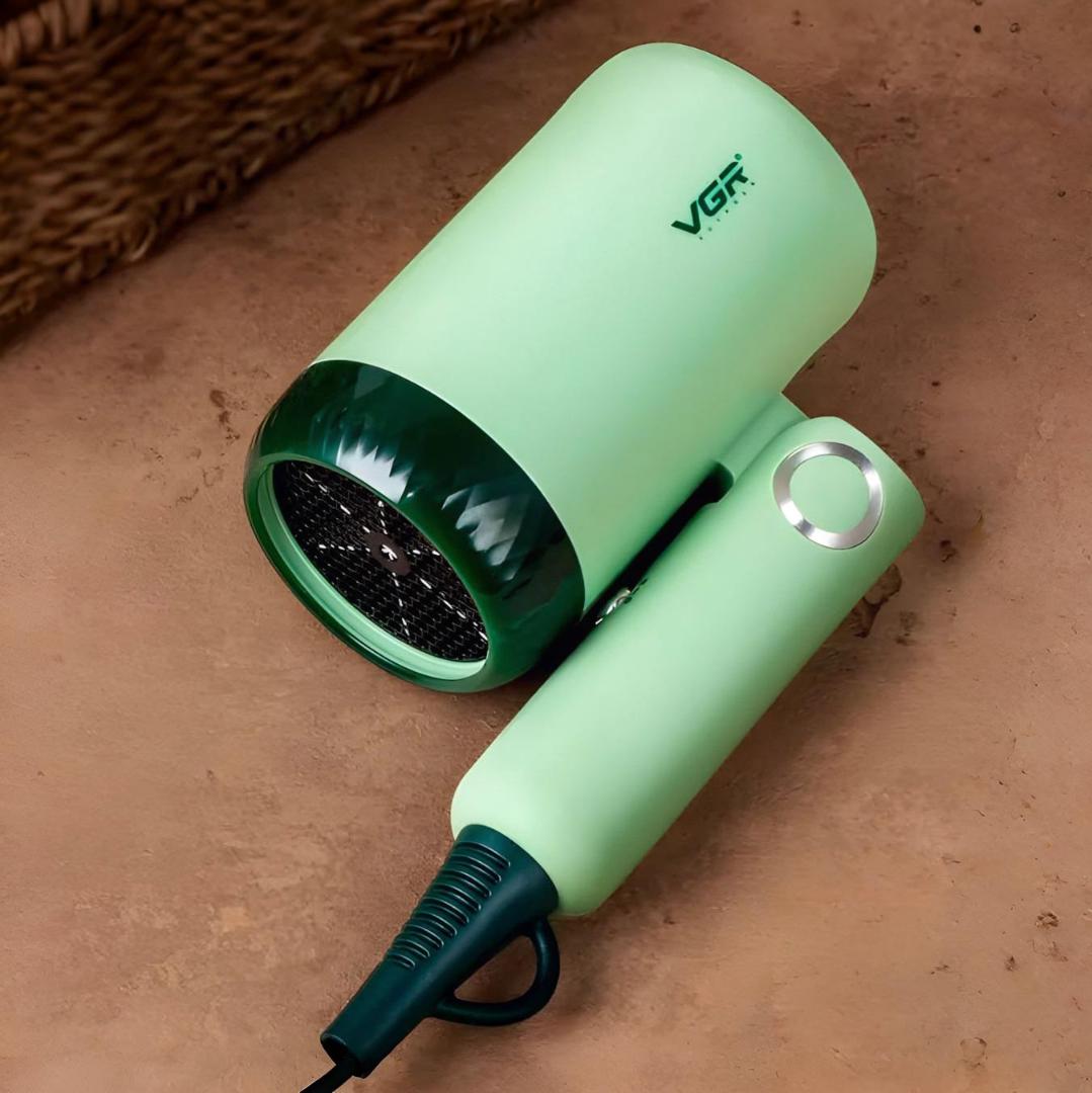 Фен для волос складной VGR V-421 со складной ручкой фен в дорогу Зеленый