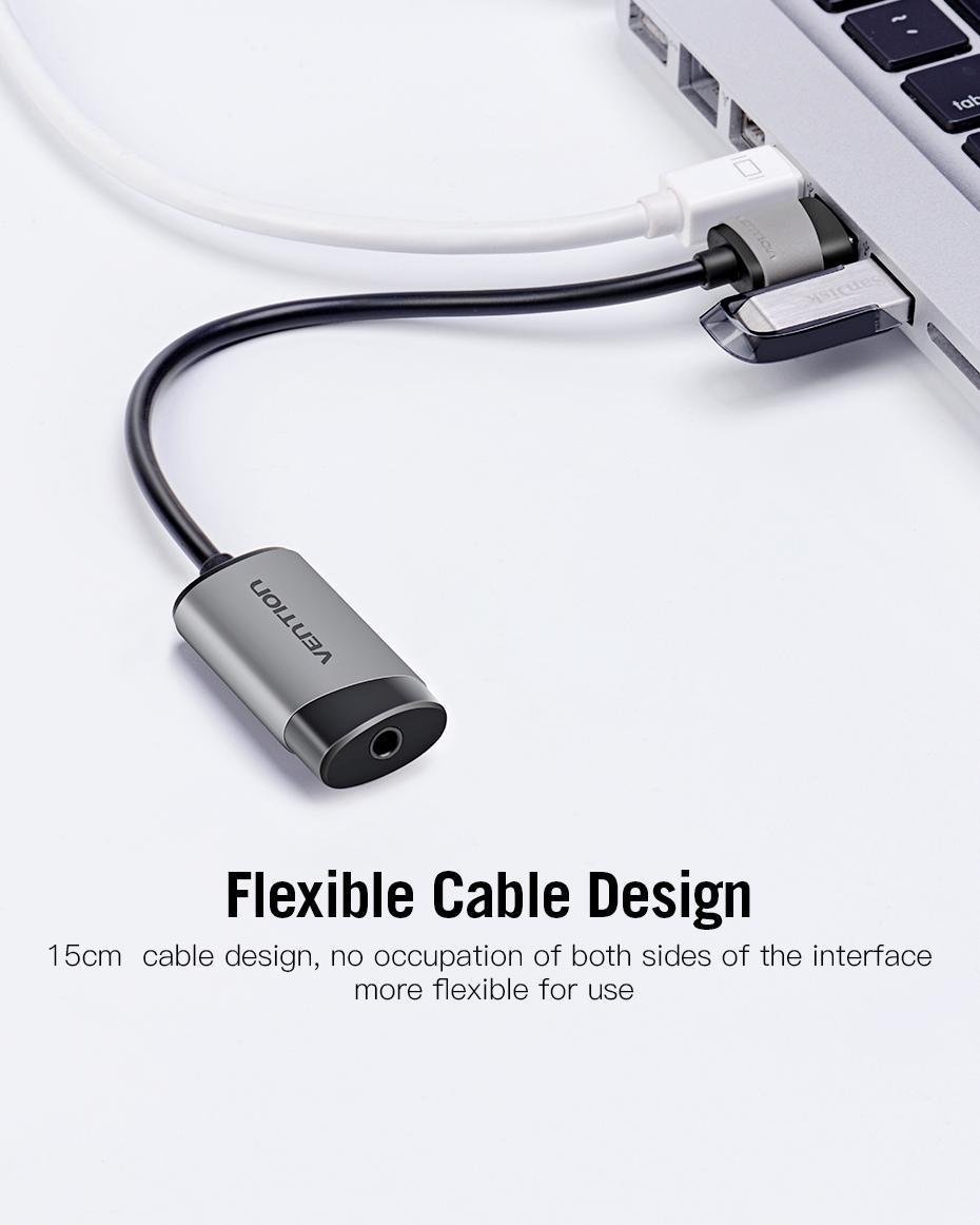 Звукова карта з підтримкою мікрофону Vention USB-3,5 мм minijack 16 біт/48 кГц TRRS AUX 2-піновий Сірий (CDJHB) - фото 4 Звукова карта з підтримкою мікрофону Vention USB-3,5 мм minijack 16 біт/48 кГц TRRS AUX 2-піновий Сірий (CDJHB) - фото 4