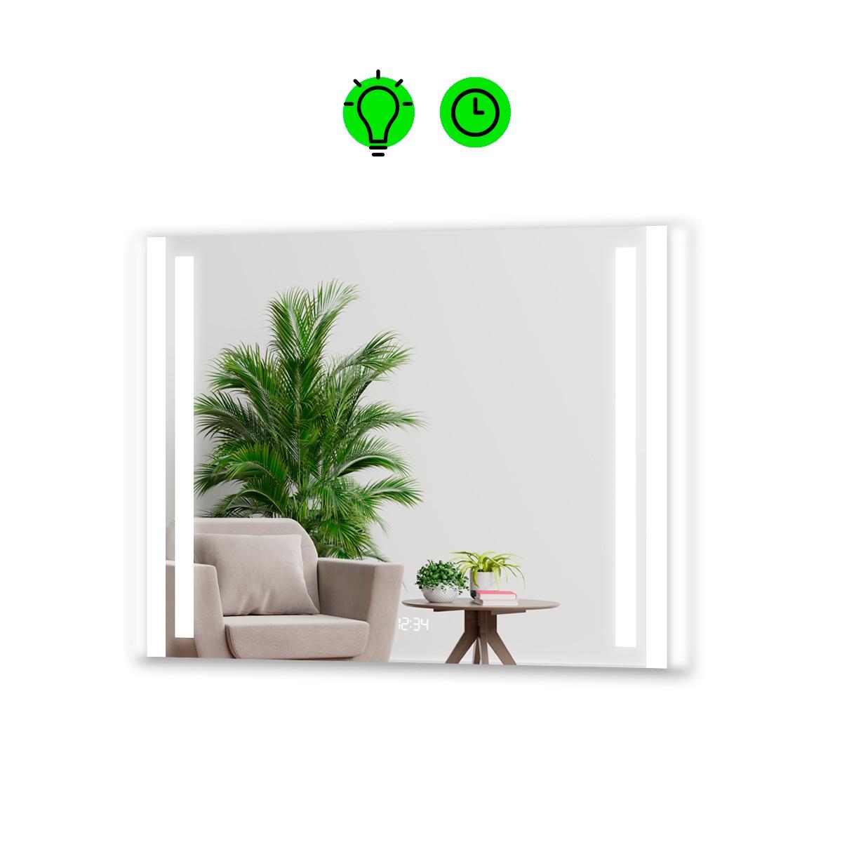 Зеркало Mirta LED с облегченным корпусом и часами 1000x800 мм (13499515)