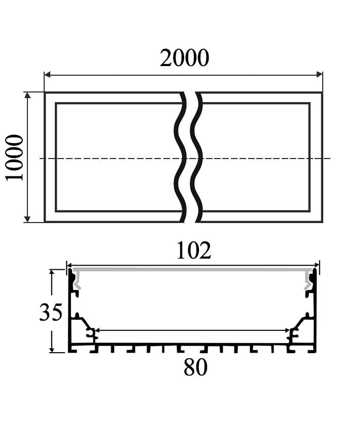 Подвесной светильник светодиодный LEDUA Тетрагон прямоугольник 220V 100W 8000 Lm 4000К 2000х1000 мм Черный (25344265) - фото 6 Подвесной светильник светодиодный LEDUA Тетрагон прямоугольник 220V 100W 8000 Lm 4000К 2000х1000 мм Черный (25344265) - фото 6