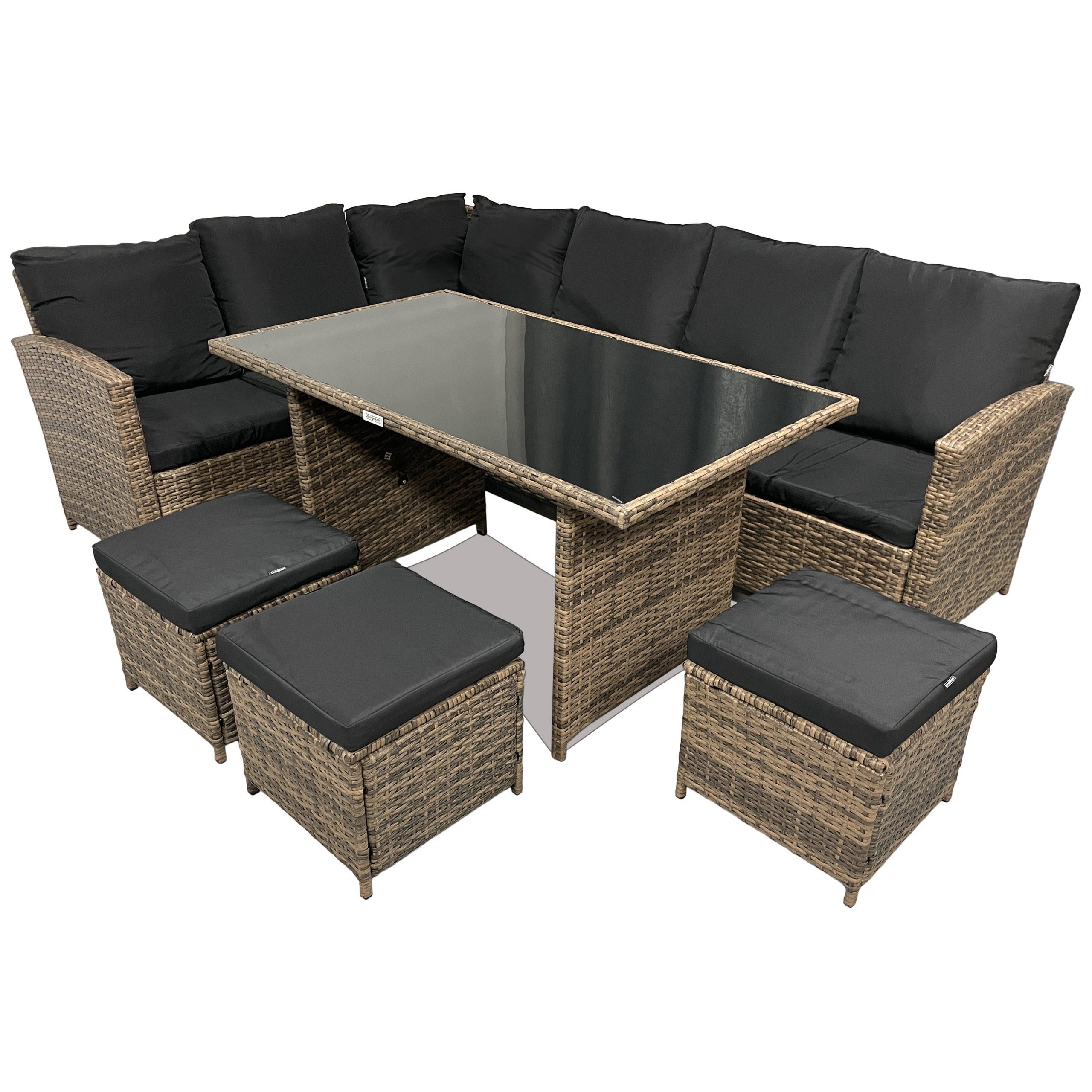 Мебель садовая из ротанга Lounge Loft Набор Мадрид и 3 пуфа левый угол Светло-коричневый (L403)