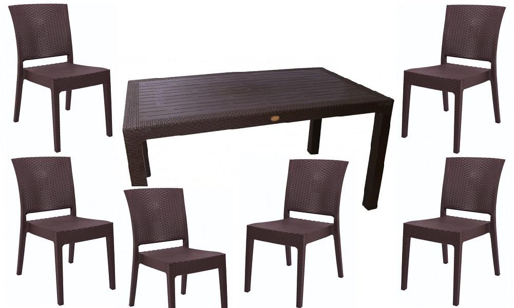 Комплект мебели садовыхстул Адам 6 шт. со столом Осло коричневый (26248728)