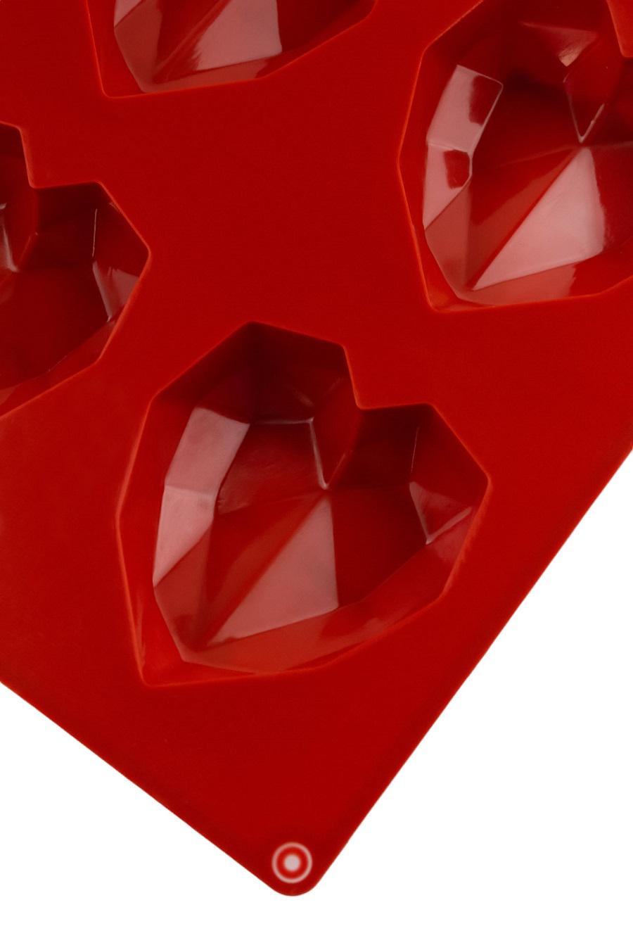 Форма силіконова One Chef для випічки Профі Крижане серце L 5,7х6,4х2 см на 8 осередків Червоний - фото 3