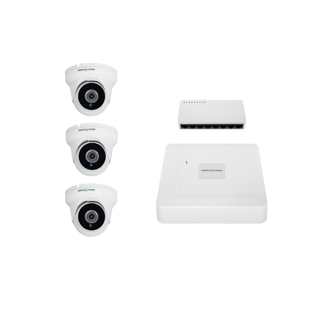 Комплект відеоспостереження GreenVision GV-IP-K-W95/3 5MP на три камери Комплект відеоспостереження GreenVision GV-IP-K-W95/3 5MP на три камери