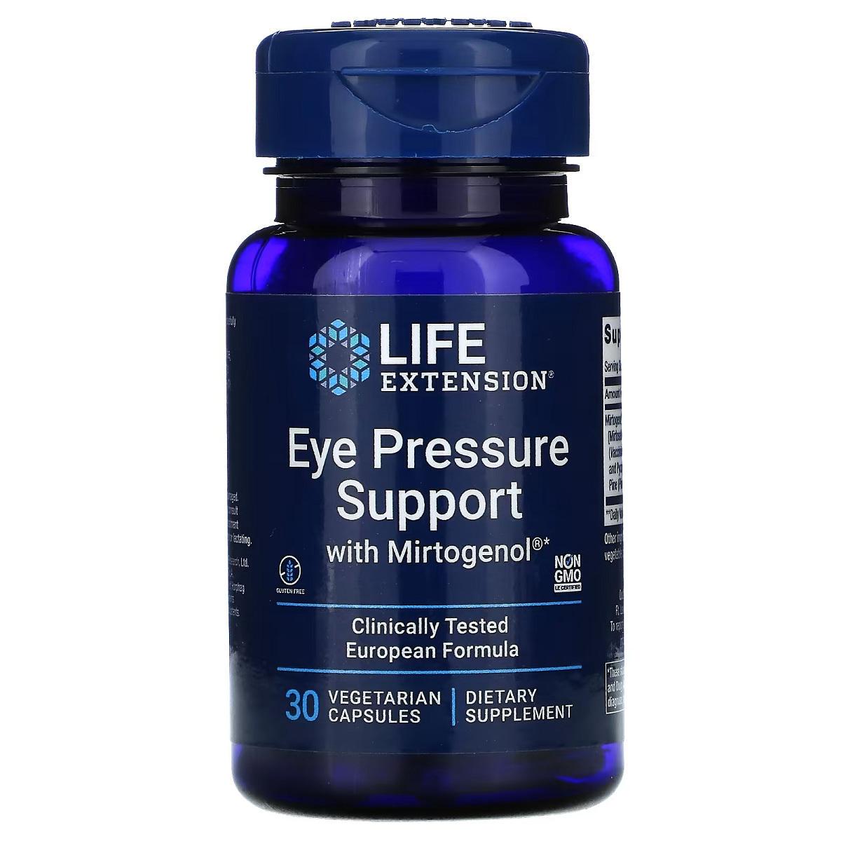 Витамины поддержка внутриглазного давления Eye Pressure Support with Mirtogenol Life Extension 30 вег. капс. (7260)