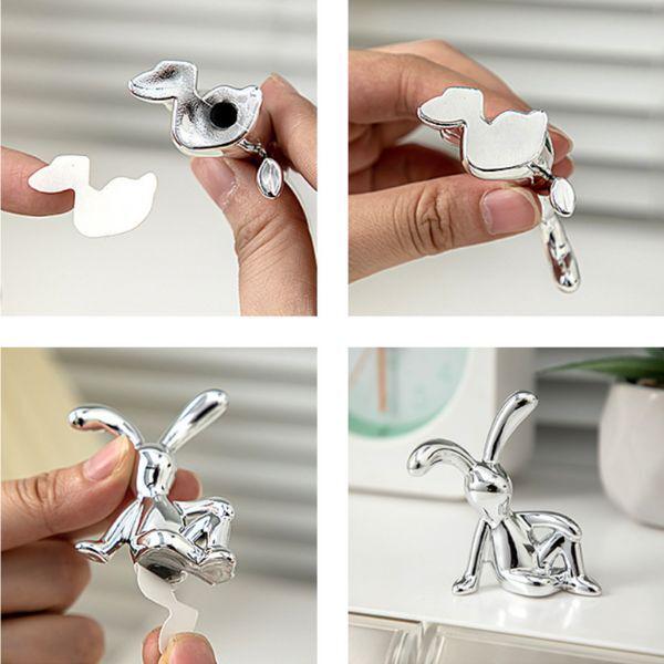 Набір статуеток Кролики 2 шт. Сріблястий (Q00042) - фото 7