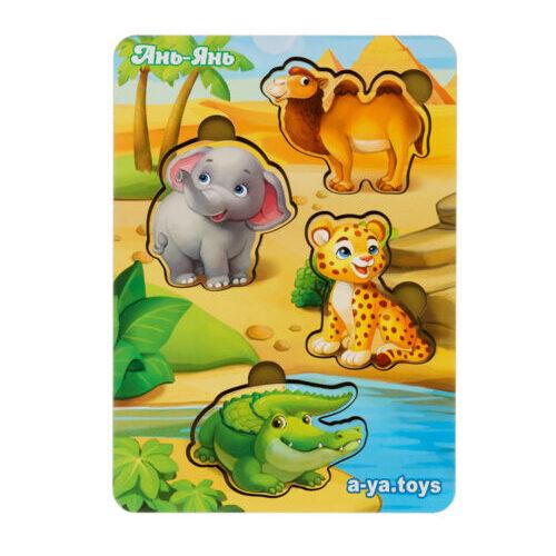 Деревянная игрушка Вкладки Африки 2 фон с подсказкой (ПСФ060)