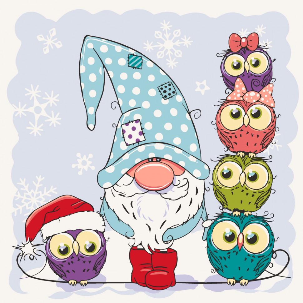 Картина по номерам ART CRAFT Гномик с совами 30x30 см без коробки (ACR-15556-AC)