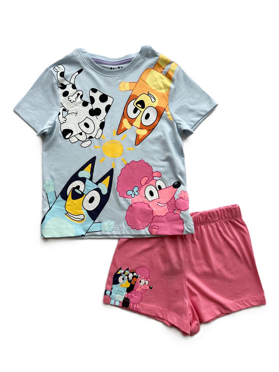 Піжама дитяча Primark Bluey футболка/шорти 4-5 років 110 см Блакитний/Рожевий (05022026-21)