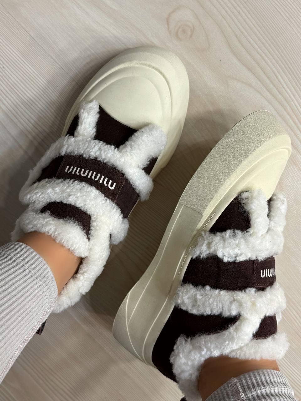 Кеди жіночі Hengji 15-6 з хутром та опушкою на липучці р. 41 Коричневий (5326) - фото 4