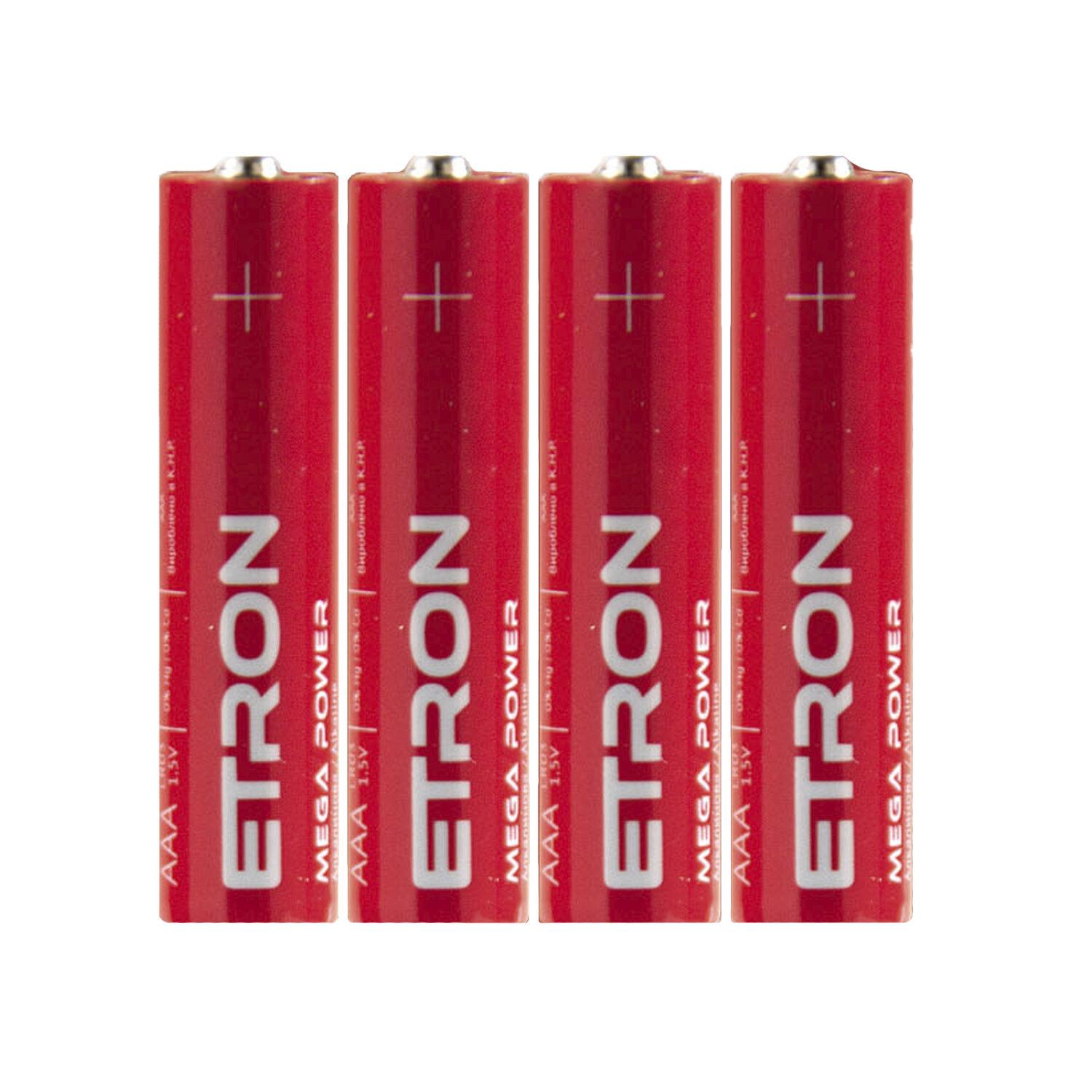 Батарейки AAA щелочные ETRON Mega Power LR03 4 шт. в пленке