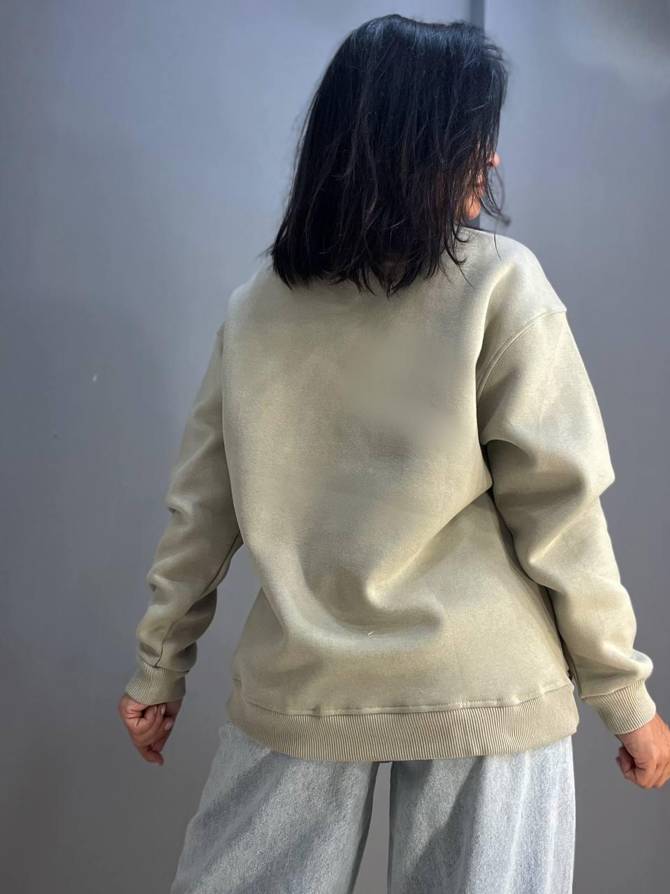 Свитшот женский PEPPER MINT 24-14 базовый простой удлиненный оверсайз M Темно-бежевый (944) - фото 4