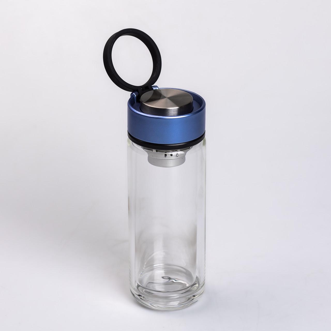 Термос скляний з подвійними стінками та ситечком 330 мл Синій (HP-14-39BL) - фото 2 Термос скляний з подвійними стінками та ситечком 330 мл Синій (HP-14-39BL) - фото 2