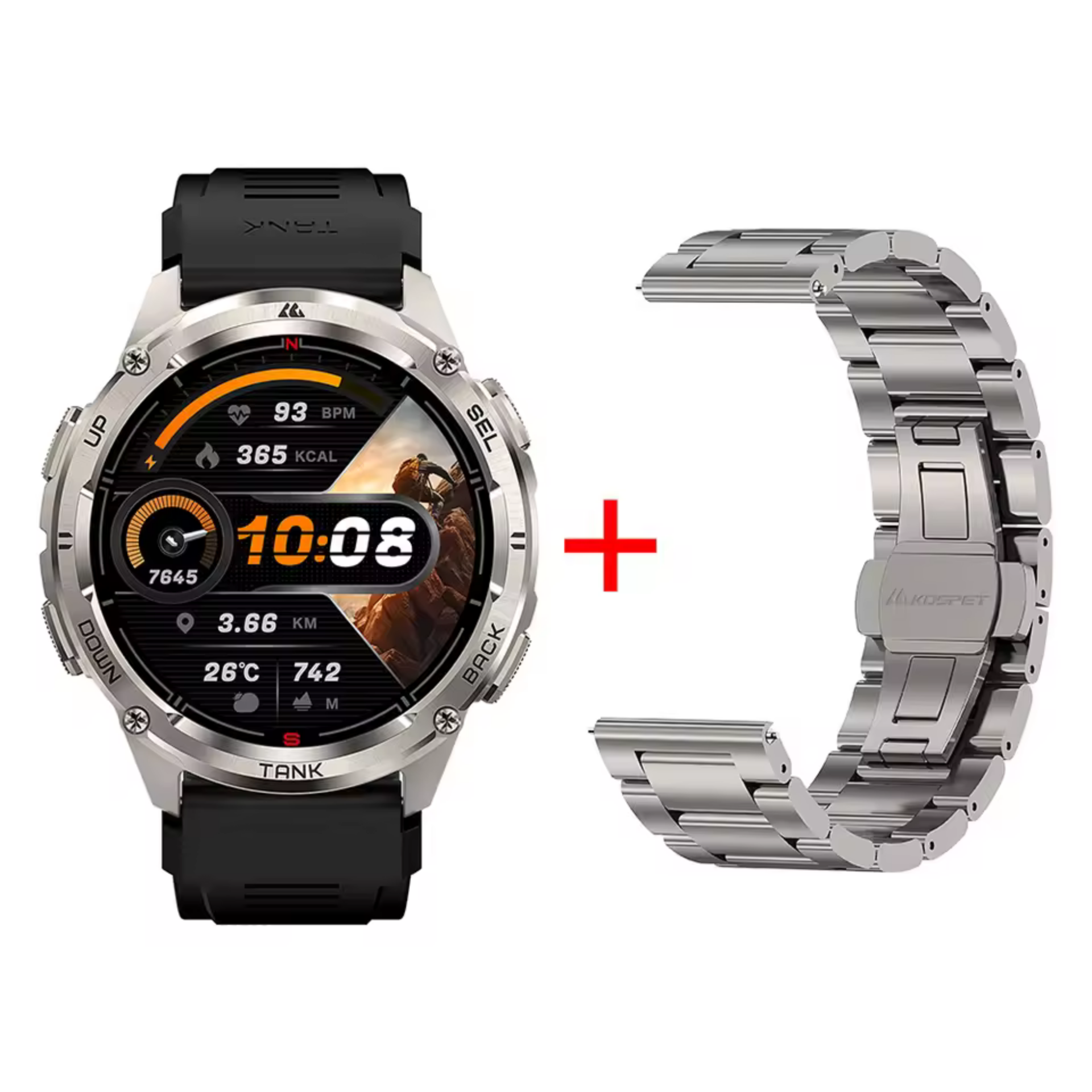 Смарт-часы тактические Kospet Tank T3 ULTRA 2 Special Edition Silver — фото 2