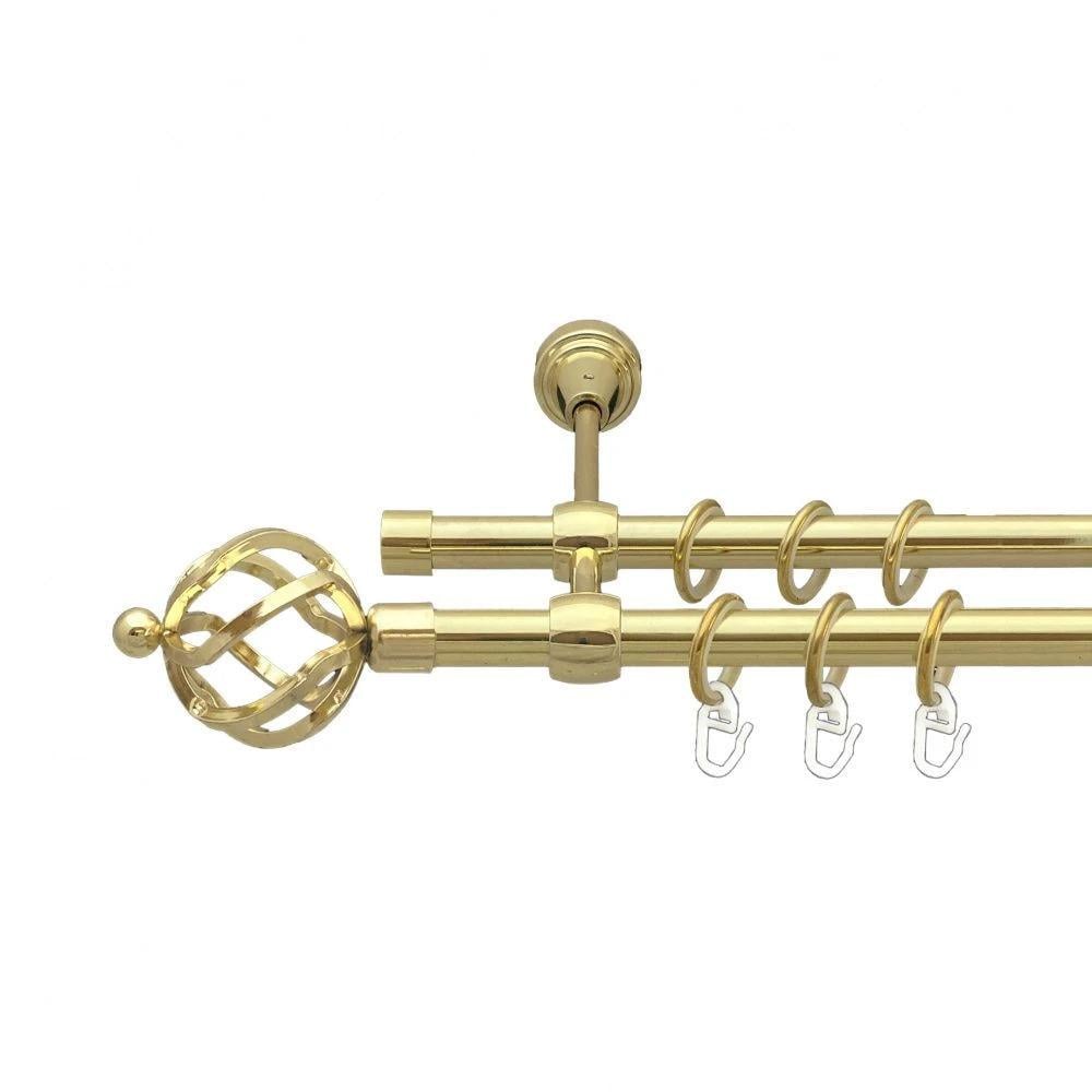 Карниз трубчатый двухрядный Orvit Ажур 16/16 мм 240 см Золотой (000-7113)