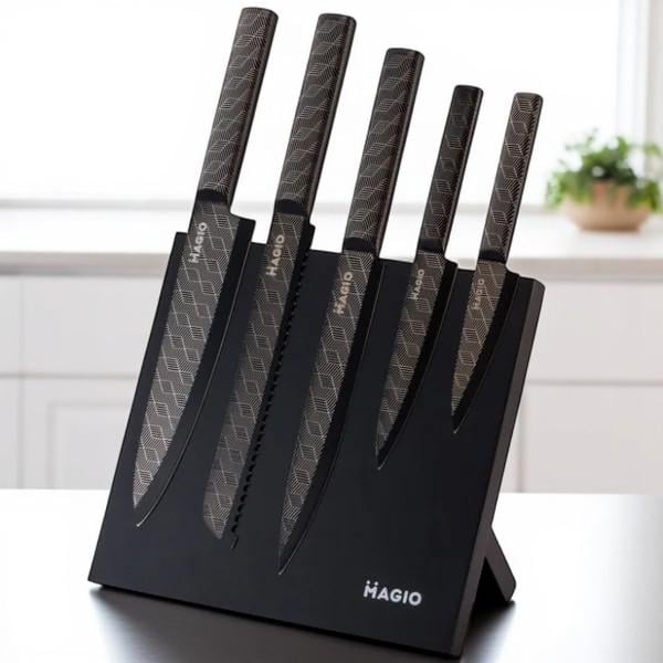 Набор кухонных ножей Magio на магнитной подставке 5шт. (25787633) Набор кухонных ножей Magio на магнитной подставке 5шт. (25787633)