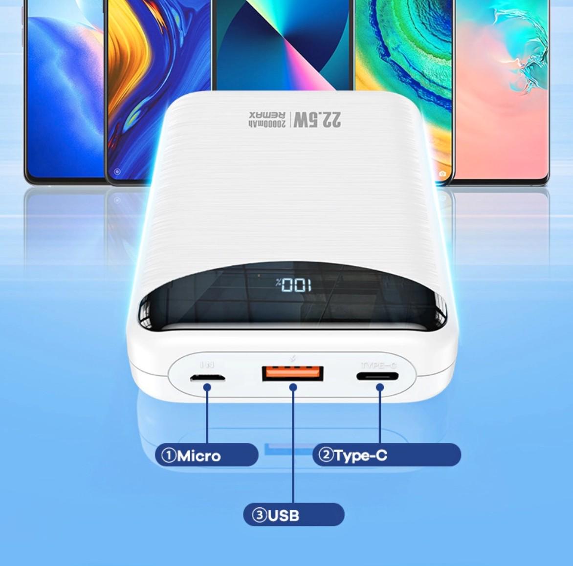 Повербанк Remax Ritry II Series RPP68 20000 mAh 22,5W PD+QC White (363945543) - фото 6 Повербанк Remax Ritry II Series RPP68 20000 mAh 22,5W PD+QC White (363945543) - фото 6