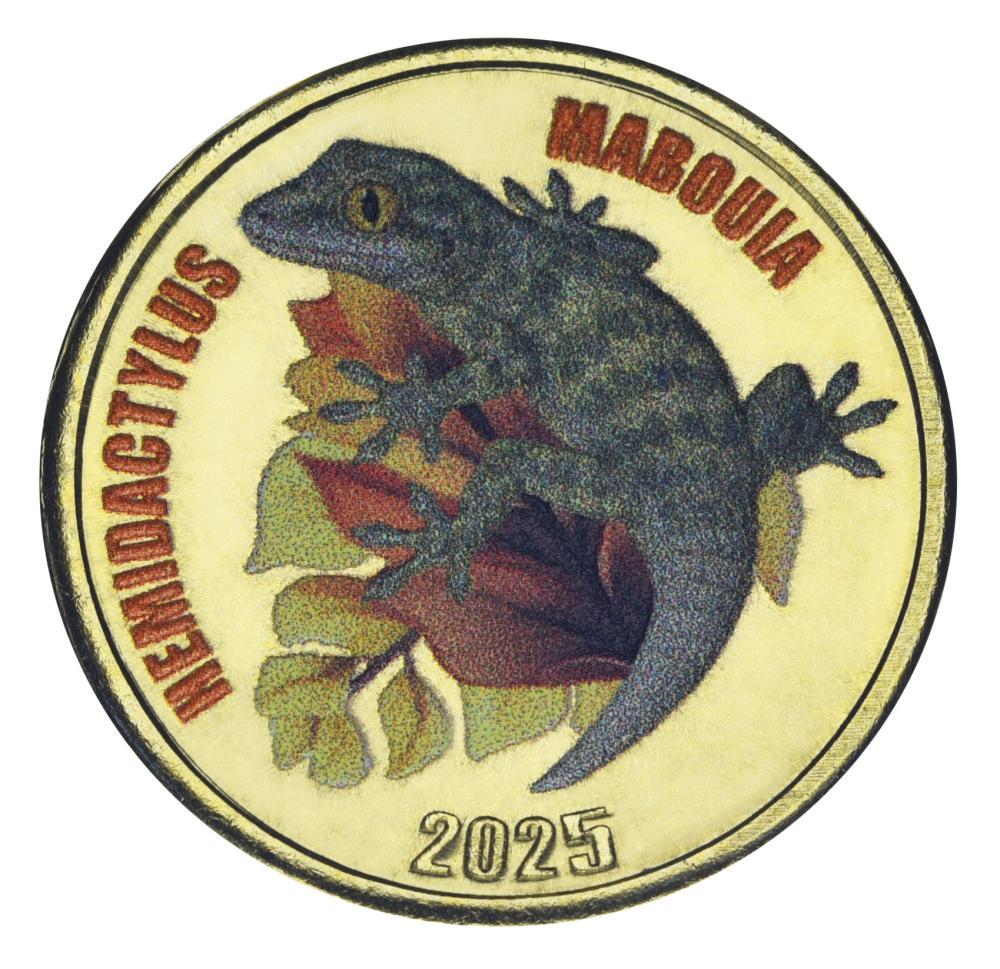Коллекционная монета Остров Чилоэ 2 фунта 2025 UNC Чили Рептилия-Ящерица-Полупалая мабуя-гекон (М22535)