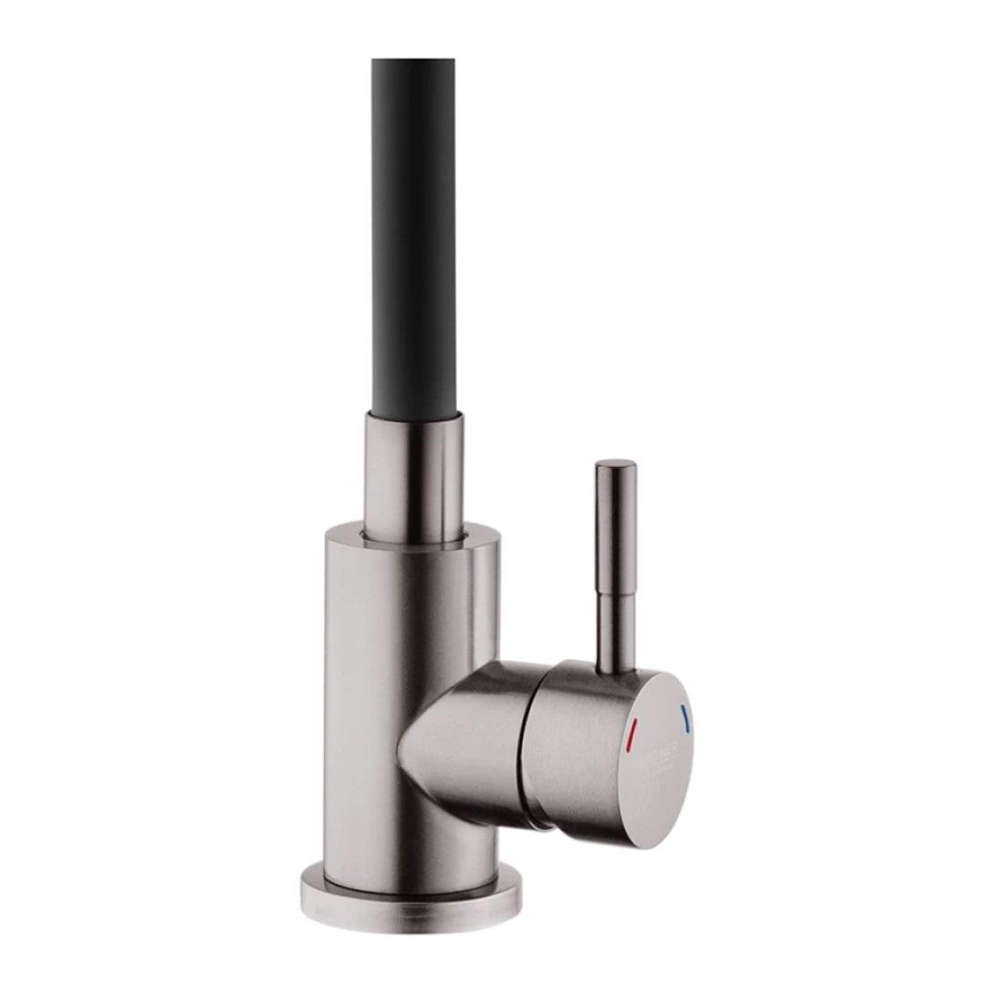 Смеситель для кухни Kraft 3004 PVD с гибким изливом из нержавеющей стали однорычажный с поворотом 360° Графитовый - фото 3