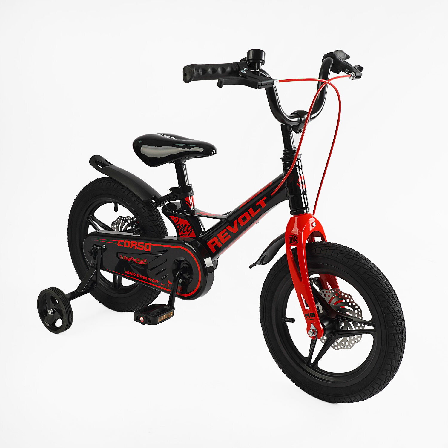 Велосипед двухколесный Corso Revolt 14" детский магниевый Черно-красный - фото 1 Велосипед двухколесный Corso Revolt 14" детский магниевый Черно-красный - фото 1