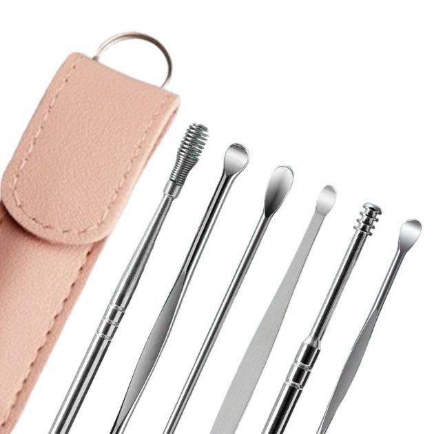 Набор инструментов для чистки ушей Good Idea Tool Set 6 пр. в футляре 11,7х10х3 см Розовый (21151M) - фото 3