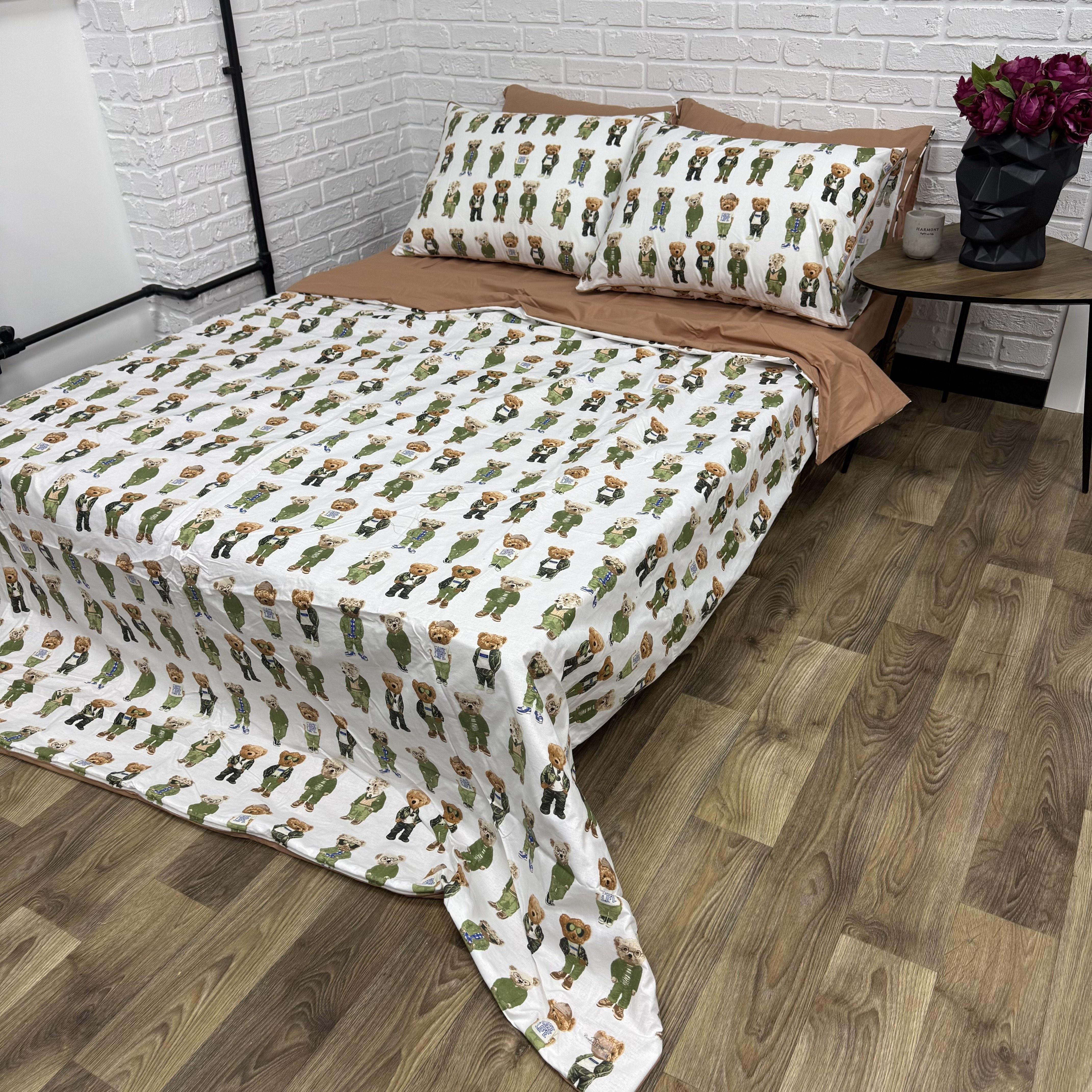 Комплект постільної білизни Comfort Home Teddy green полуторний