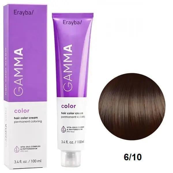 Краска для волос перманентная Erayba Gamma Color Cream 6/10 Темный пепельный блонд 100 мл