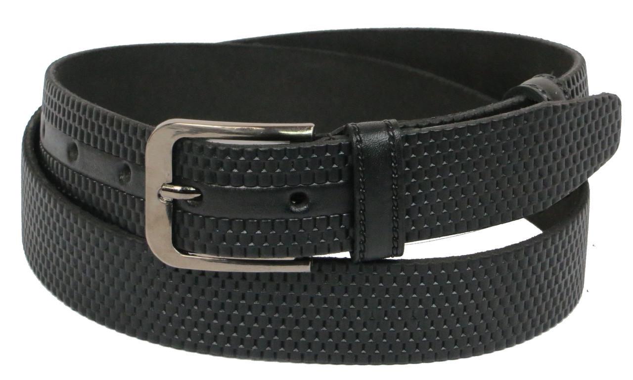 Ремень под брюки Skipper 1051-35 натуральная кожа 3,5 см Черный