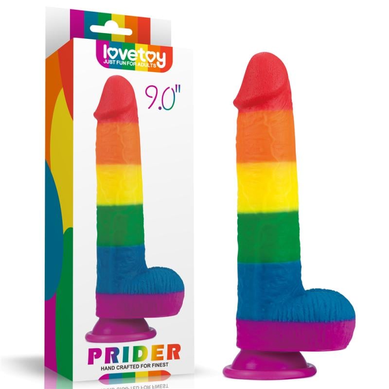 Фаллоимитатор на присоске LGBT Prider Dildo 9.0 Радужный (1000060098)