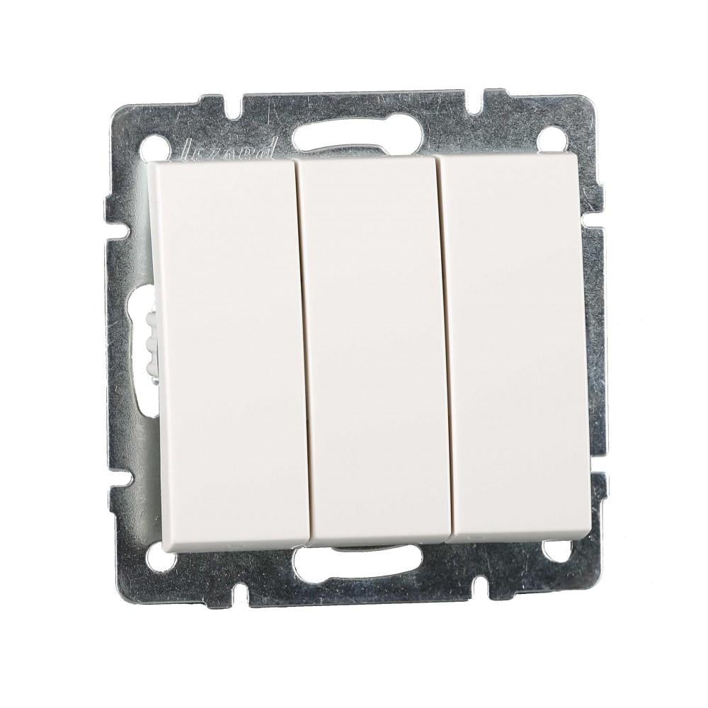 Выключатель трехклавишный Lezard Rain Белый (00000004881)