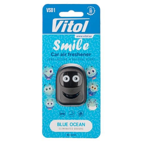 Ароматизатор для авто Vitol Smile Blue Ocean на дефлектор (23194273)