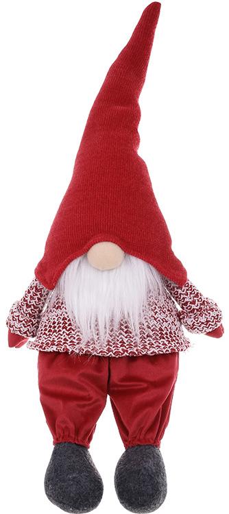 Игрушка мягкая Сидящий Гном в красных брюках и колпаке 69 см