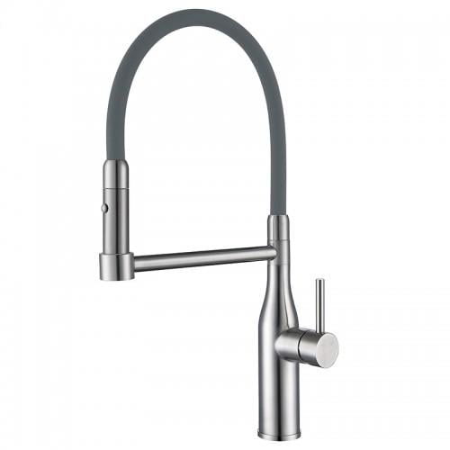 Смеситель кухонный KOER KI-70005-02 с гибким изливом нержавеющая сталь Серый (KR3388)