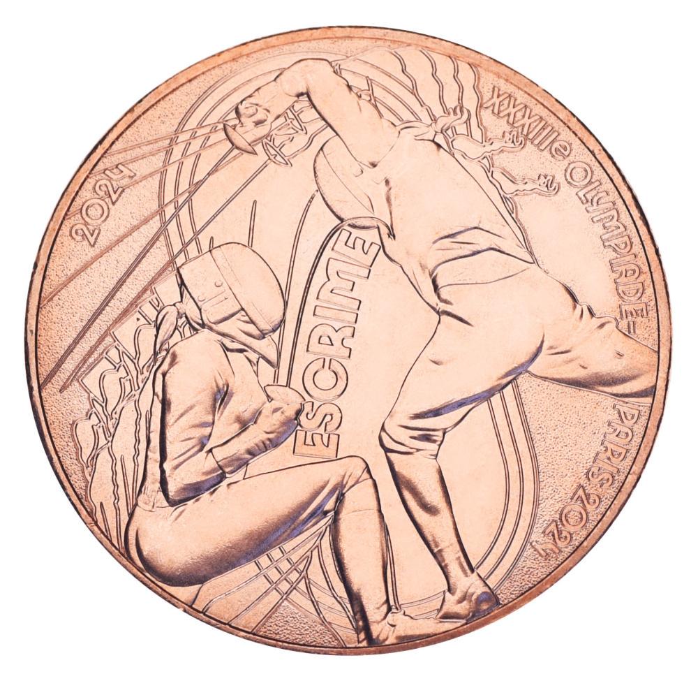 Колекційна монета Франція 1/4 євро 2024 UNC XXXIII літні Олімпійські ігри 2024 у Парижі Фехтування (М20268)