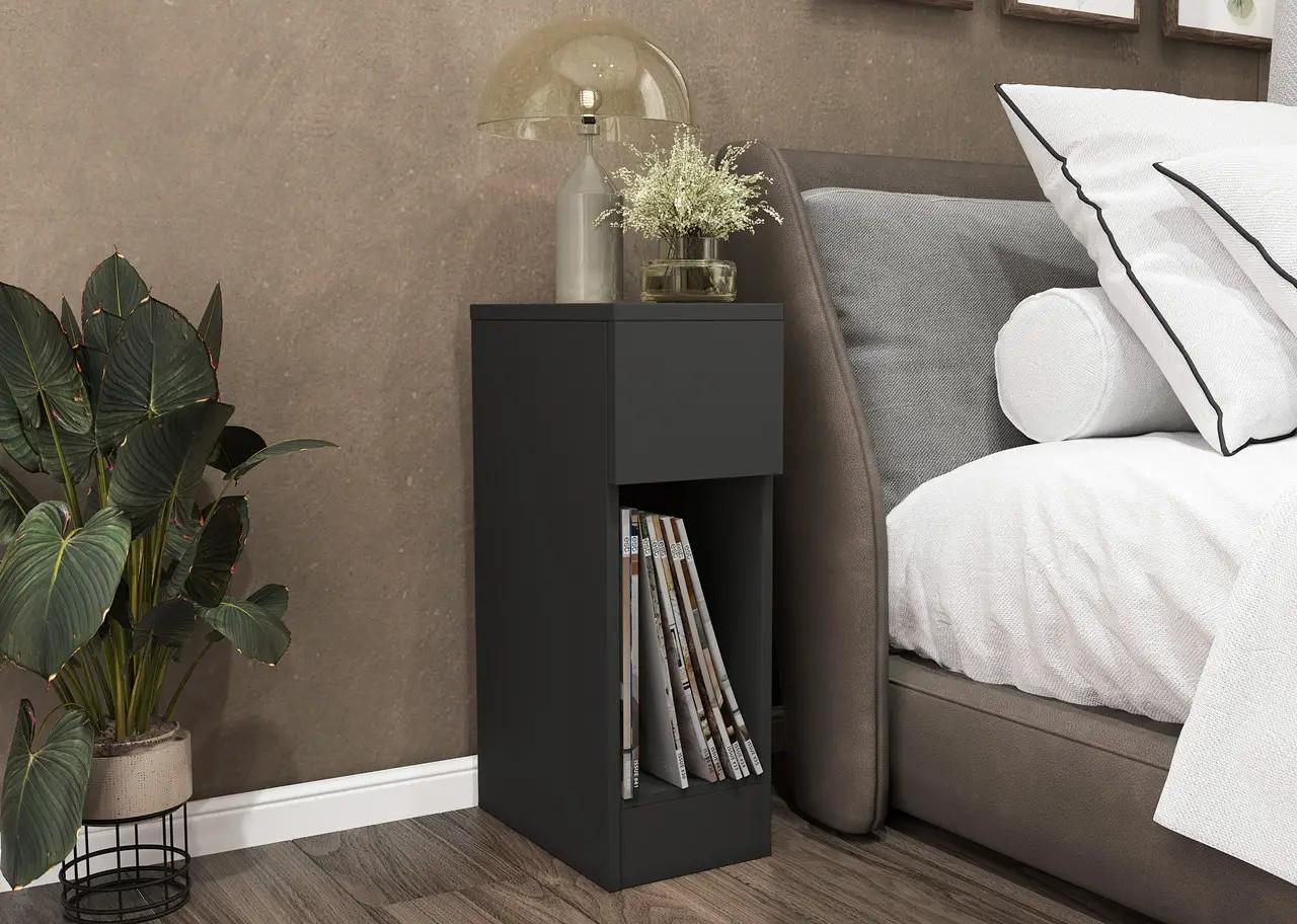 Тумба прикроватная FT-113 на один ящик 200х596х350 мм Антрацит (31232461)