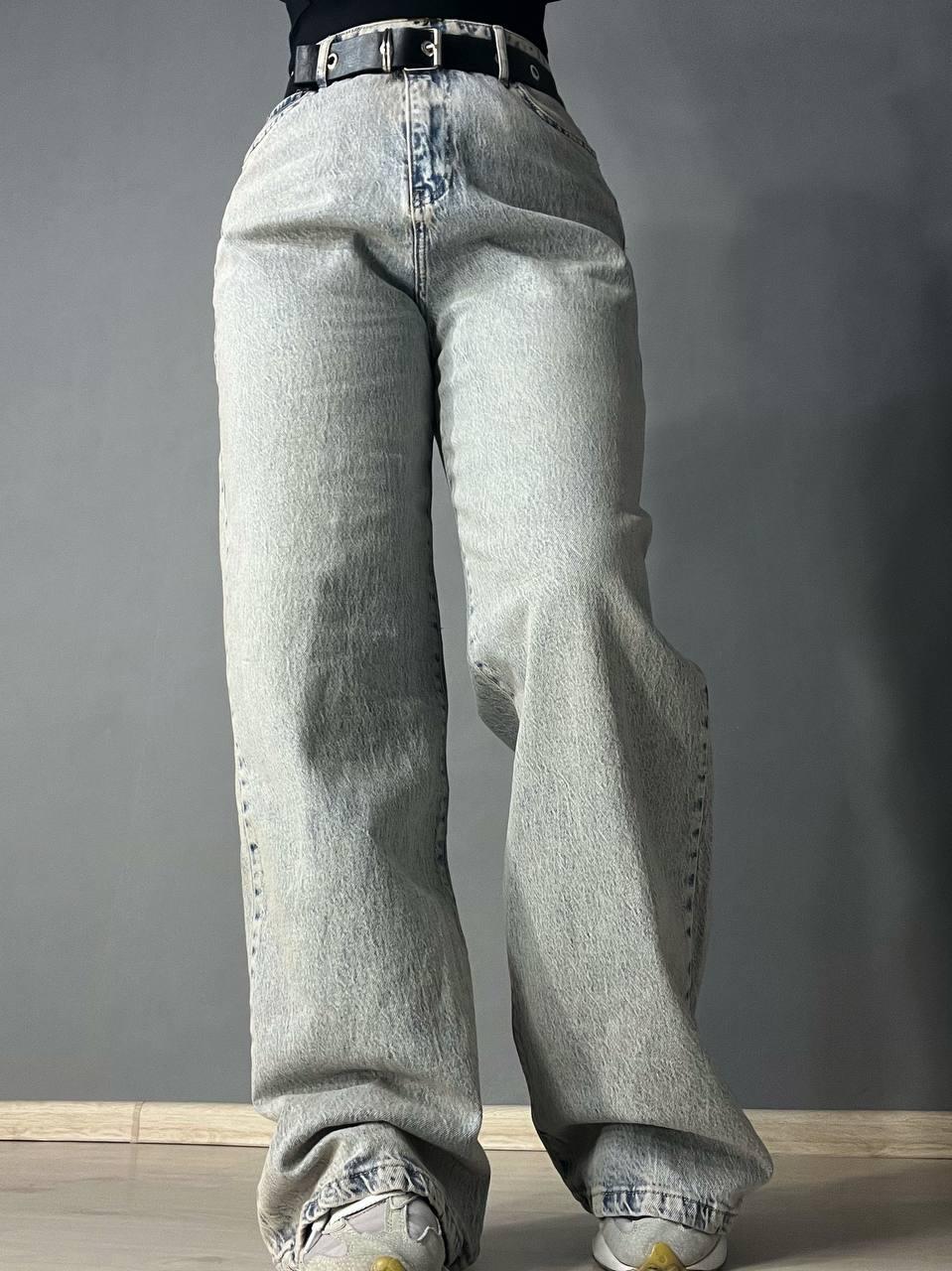 Джинсы женские LIUZIN 1360 wide leg широкие от бедра с ремнем р. 33 Голубой с коричневым (2337) - фото 10