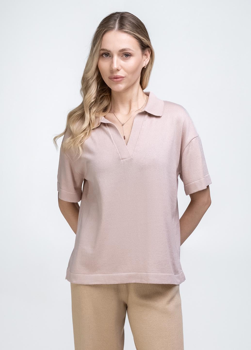 Футболка-поло женская Giulia FREYJA CTN 7501/230 трикотажная S Pink Peach (34532055)